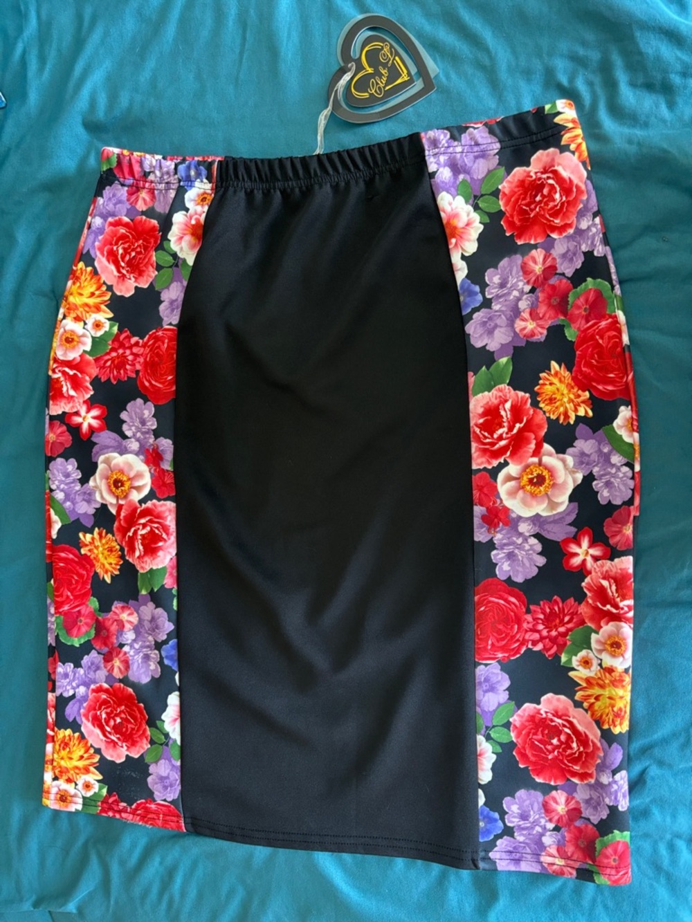 NWT Floral Panel Black Pencil Skirt